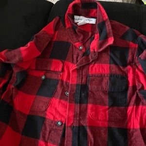 Buffalo Plaid Red + Black Kids Button Up Shirt